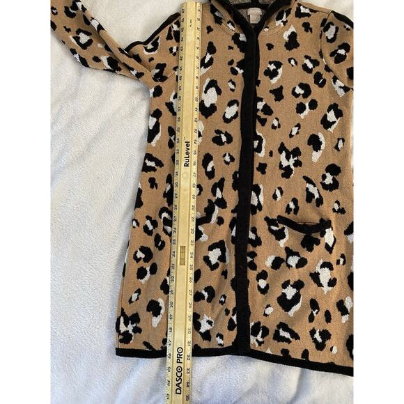 Chico’s Sz 0 (Small) Animal Print Pockets Snap Closure Long Duster Cardigan - Picture 10 of 10